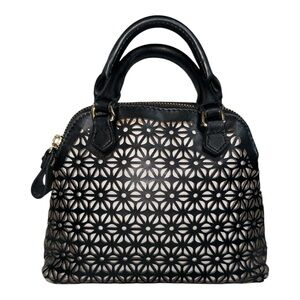 Giani Bernini Black Floral Laser Cut Mini Dome Satchel Crossbody Top Handle Bag